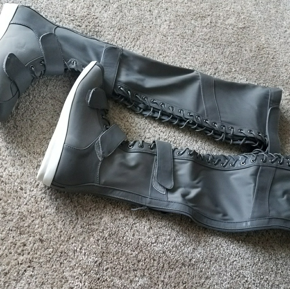 Grey Over Knee Space Cadet Boots